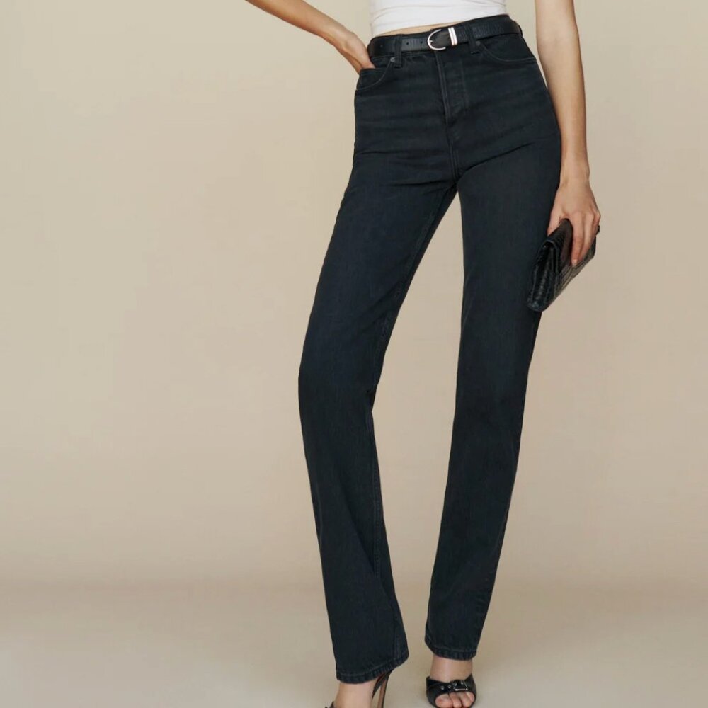 Cynthia High Rise Straight Long Jeans in Vana